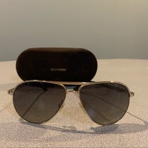 Tom Ford Marko Aviator sunglasses, shiny rhodium with case